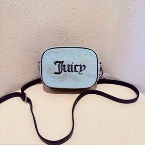 Juicy Couture Pastel Turquoise Rhinestone Butterfly Camera Crossbody Bag OS NWT